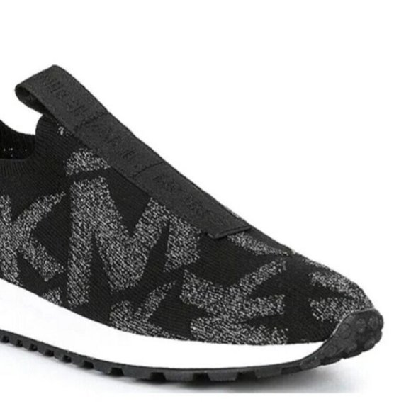 Michael Kors Bodie Metallic Logo Knit Slip-On Trainer Sneakers - Black Sz 10 NWT - Picture 4 of 12
